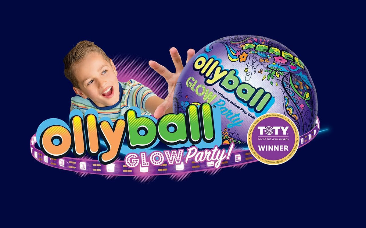 Ollyball NEW Glow Party! Glow in the Dark Inflatable Ball with LED Blacklight Strip and Five Glow Markers Included, Great Indoor Toy for Kids of All Ages!