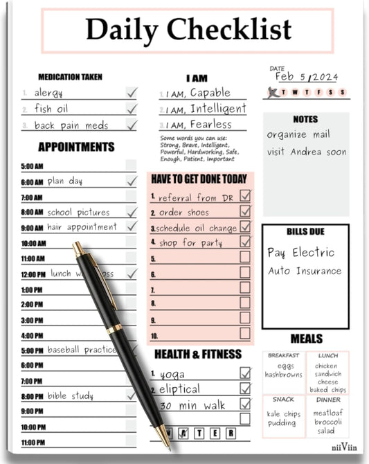 ADHD Planner for Adults & Women - 2026 Productivity Planner & Daily To Do List & Task Notepad, Neurodivergent Tools for Adults, Undated Full Focus Organization Pad with 50 Tear-Off Sheets, 8.5 x 11 Inch