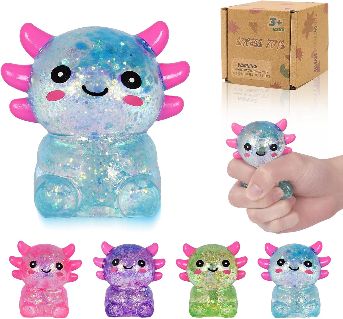Axolotl Squishy Squeeze Toys Soft Slow Rebound Cute Stress Relief Sensory Toy for Boys & Girls Age 3+, Portable Fun & Relaxing Companion for Home, Office, Classroom (Blue)