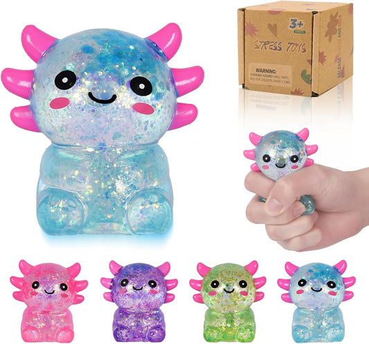 Axolotl Squishy Squeeze Toys Soft Slow Rebound Cute Stress Relief Sensory Toy for Boys & Girls Age 3+, Portable Fun & Relaxing Companion for Home, Office, Classroom (Blue)