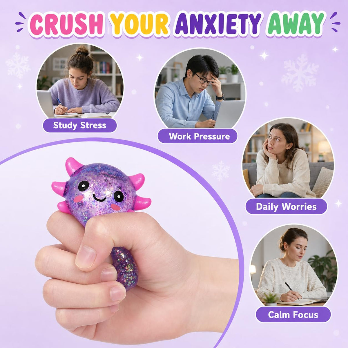 Axolotl Squishy Squeeze Toys Soft Slow Rebound Cute Stress Relief Sensory Toy for Boys & Girls Age 3+, Portable Fun & Relaxing Companion for Home, Office, Classroom (Blue)