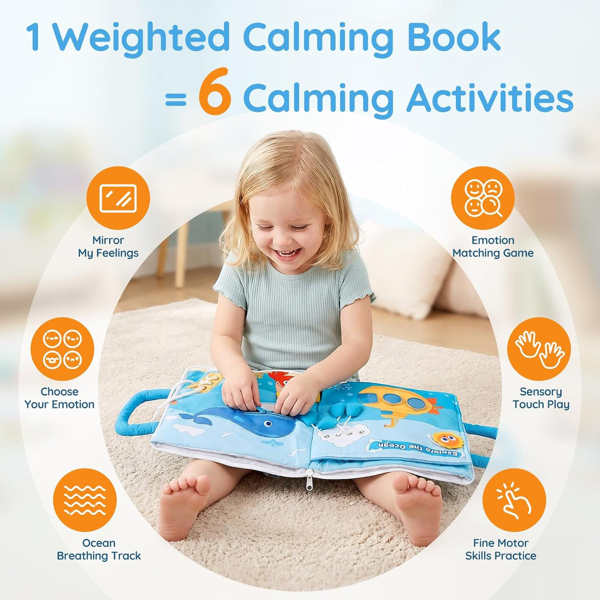 Weighted Calming Book for Kids, Sensory Toys for Calm Down, Stress, Anxiety