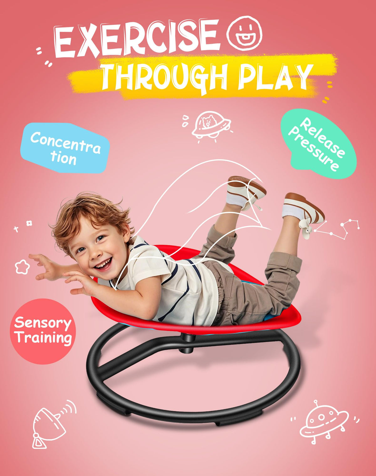 FERUERW Spinning Chair for Autistic Kids, Autism Sensory Toy Gifts