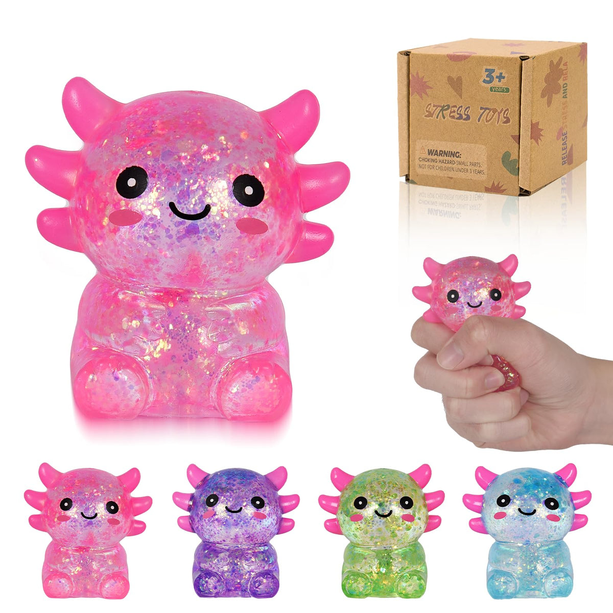 Axolotl Squishy Squeeze Toys Soft Slow Rebound Cute Stress Relief Sensory Toy for Boys & Girls Age 3+, Portable Fun & Relaxing Companion for Home, Office, Classroom (Blue)