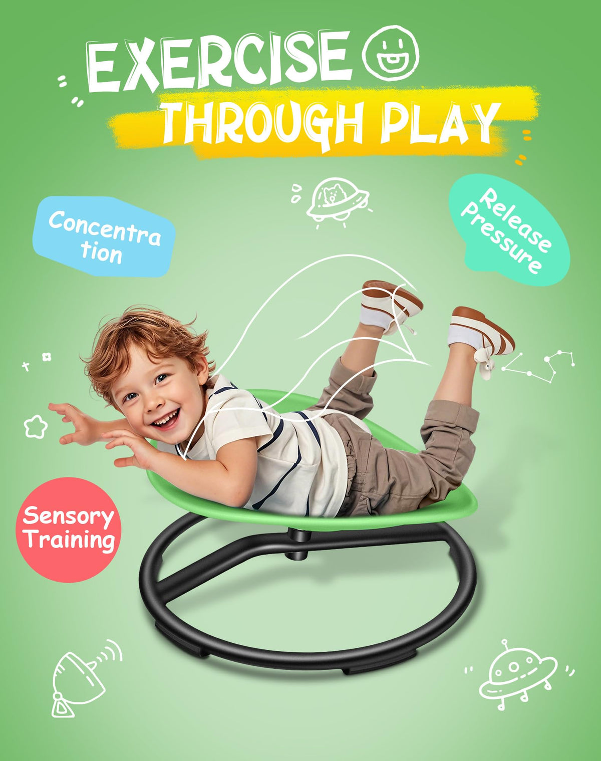 FERUERW Spinning Chair for Autistic Kids, Autism Sensory Toy Gifts