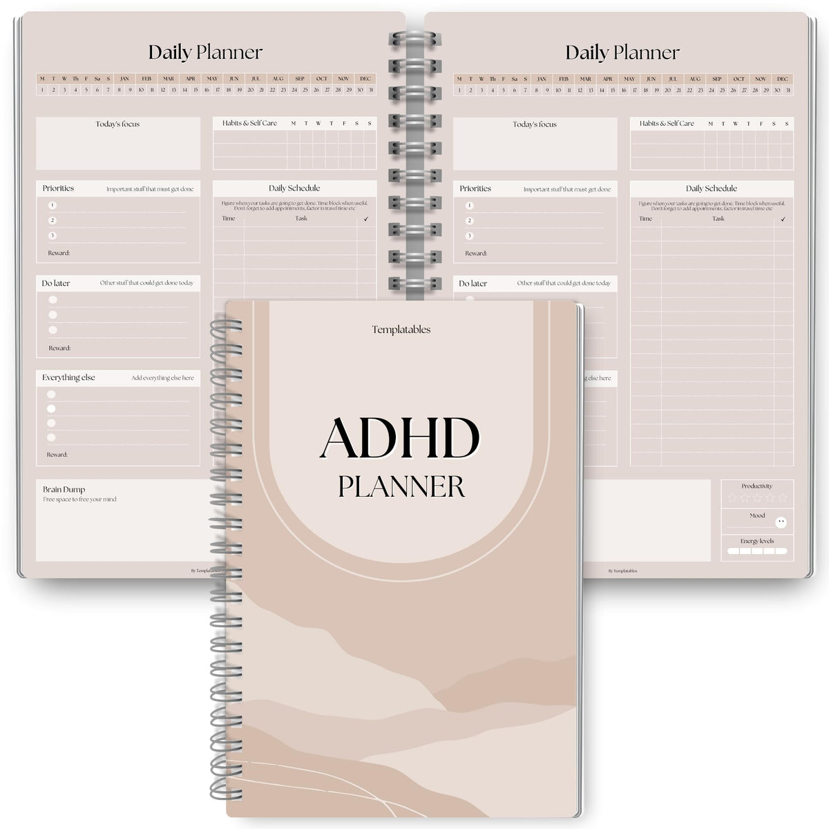 ADHD Daily Planner for Neurodivergent Adults - Productivity Daily Planner & Task Management to Stay Organized and Focused (Rainbow)