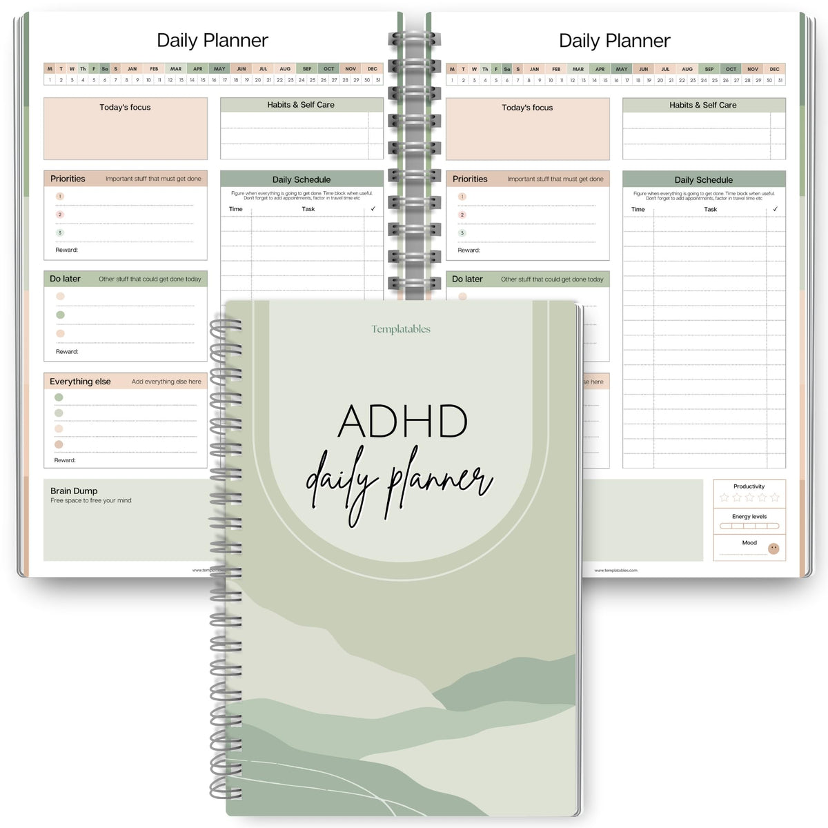 ADHD Daily Planner for Neurodivergent Adults - Productivity Daily Planner & Task Management to Stay Organized and Focused (Rainbow)