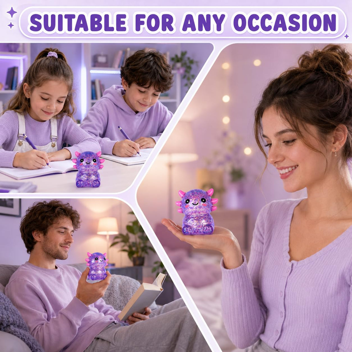 Axolotl Squishy Squeeze Toys Soft Slow Rebound Cute Stress Relief Sensory Toy for Boys & Girls Age 3+, Portable Fun & Relaxing Companion for Home, Office, Classroom (Blue)