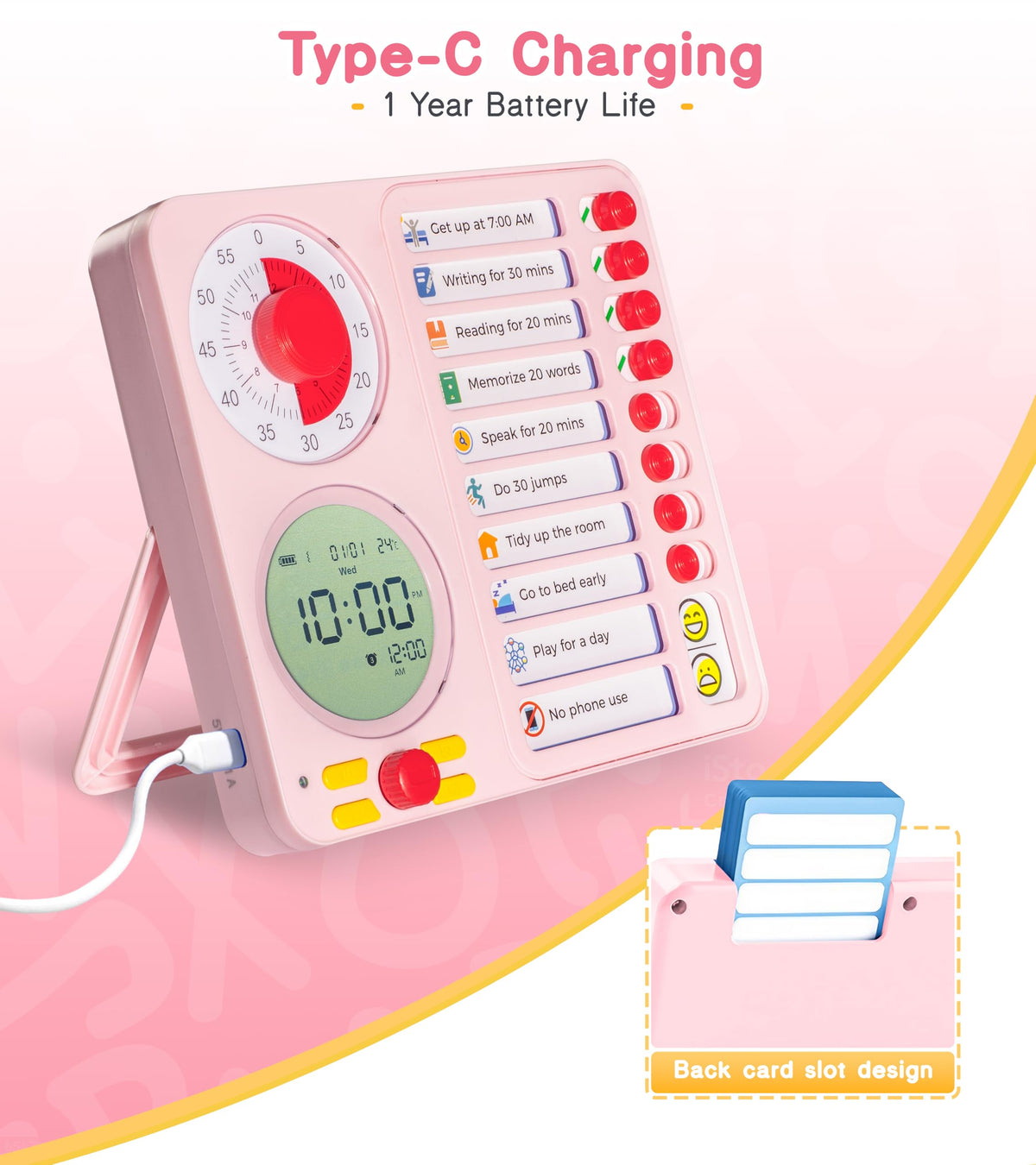 Herloreen Visual Timer for ADHD, Chore Chart & Task Planner for Kids,Adults