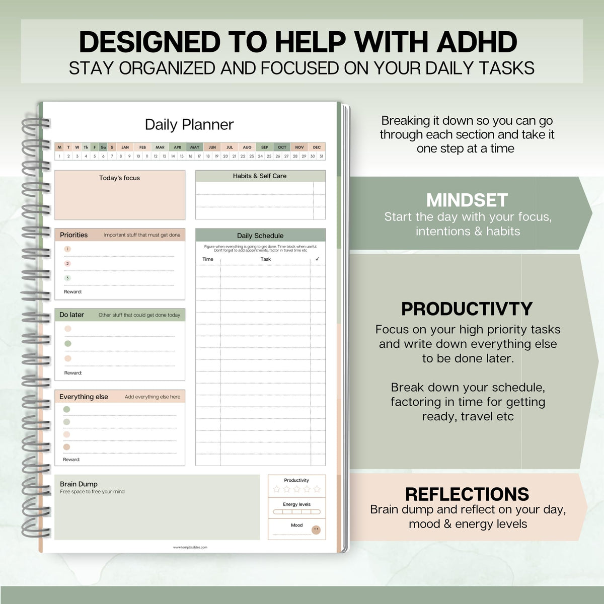 ADHD Daily Planner for Neurodivergent Adults - Productivity Daily Planner & Task Management to Stay Organized and Focused (Rainbow)