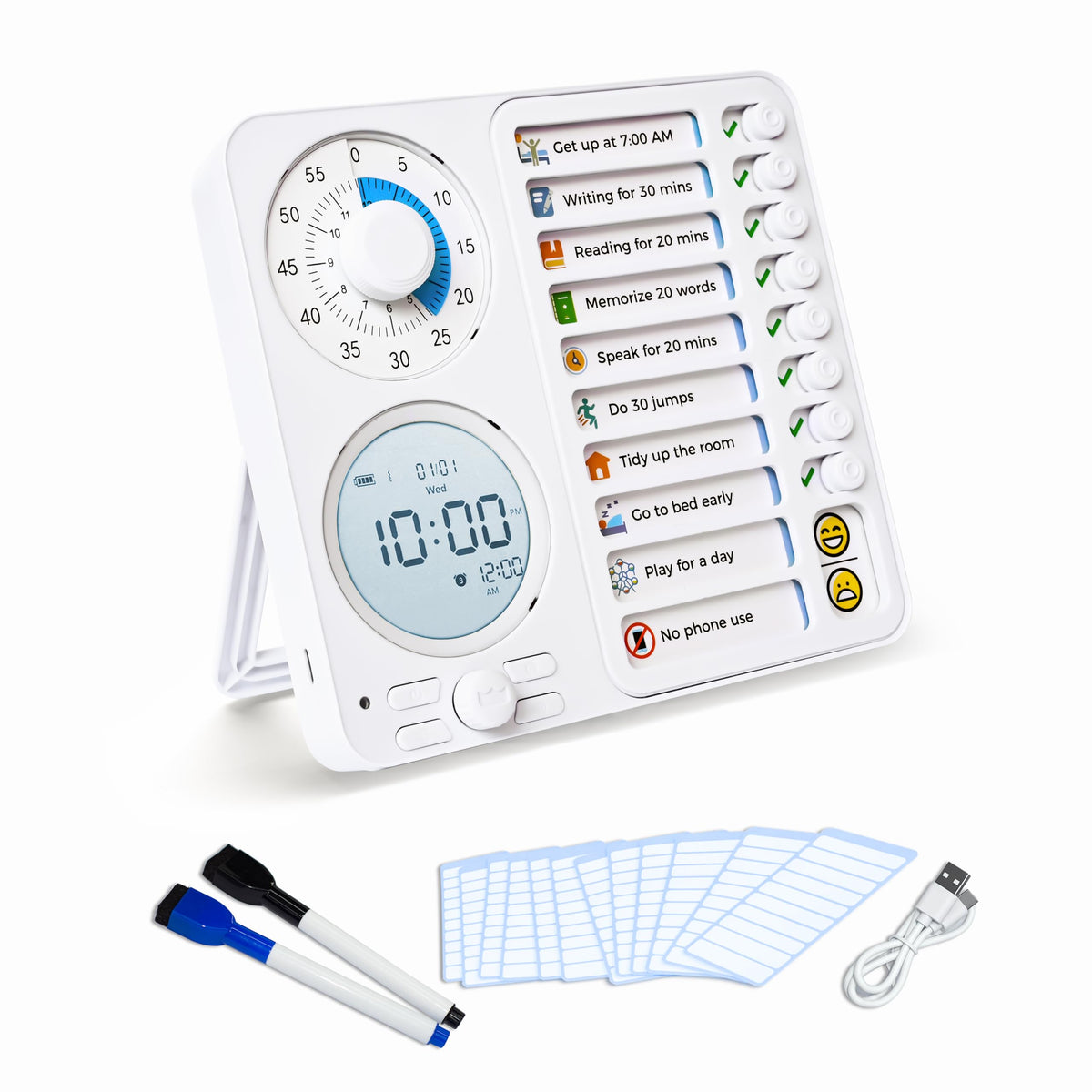 Herloreen Visual Timer for ADHD, Chore Chart & Task Planner for Kids,Adults