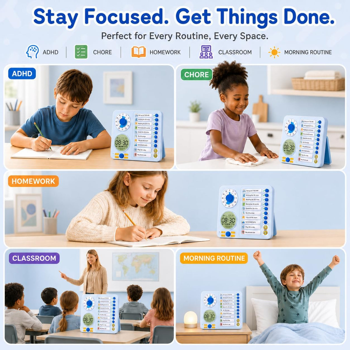 Herloreen Visual Timer for ADHD, Chore Chart & Task Planner for Kids,Adults