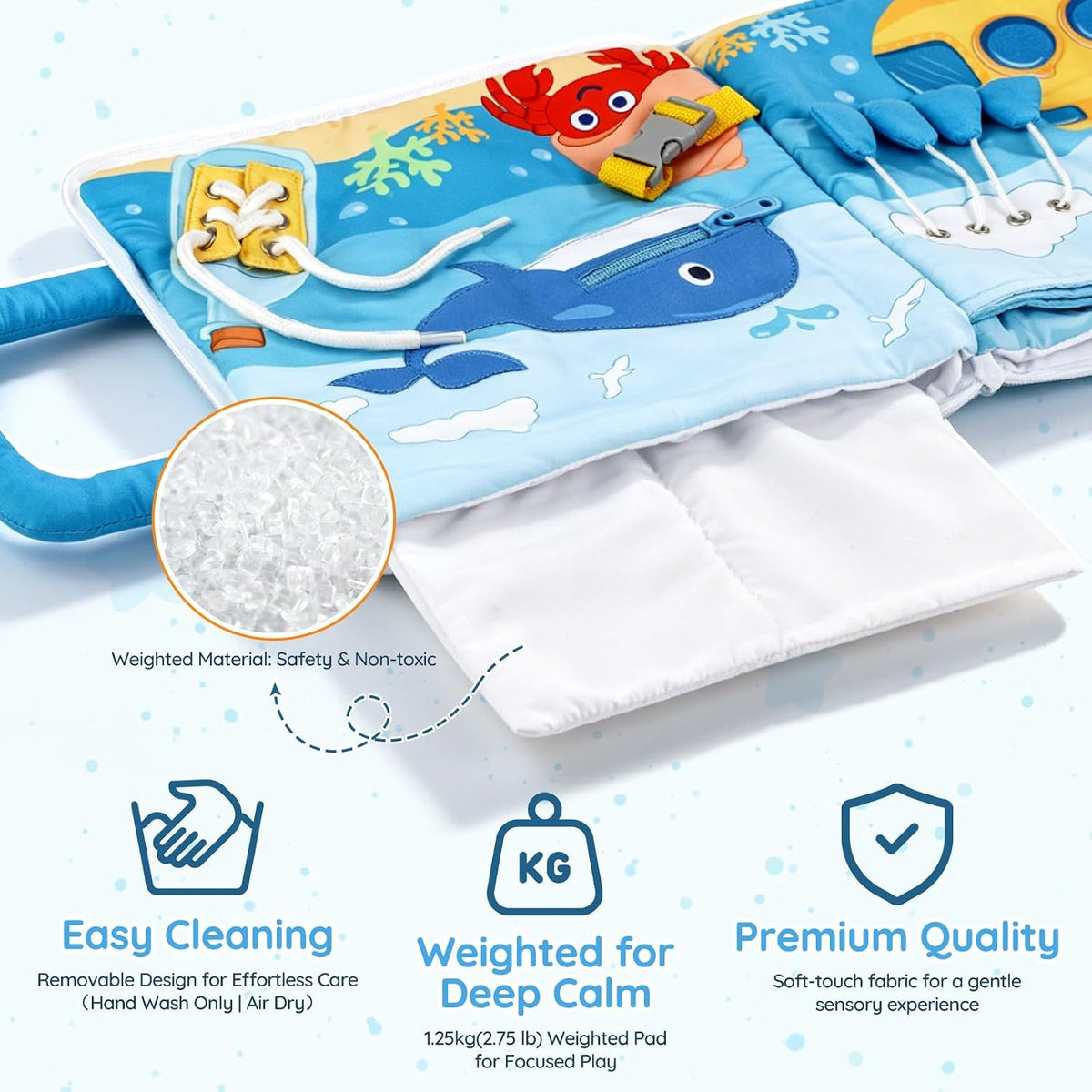 Weighted Calming Book for Kids, Sensory Toys for Calm Down, Stress, Anxiety