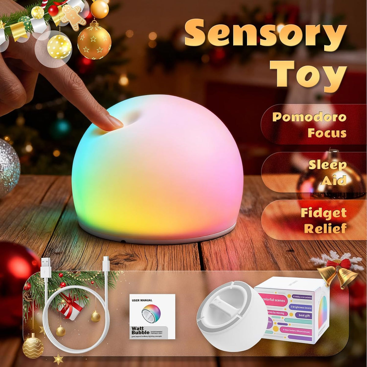 Squishy Egg Night Light Pro for Kids, Soft Egg Light with Multi Colors, Interactive Tap Light Stress Relief, Fidgets Toys, 5 Levels Brightness, Auto-dim in 30 Minutes