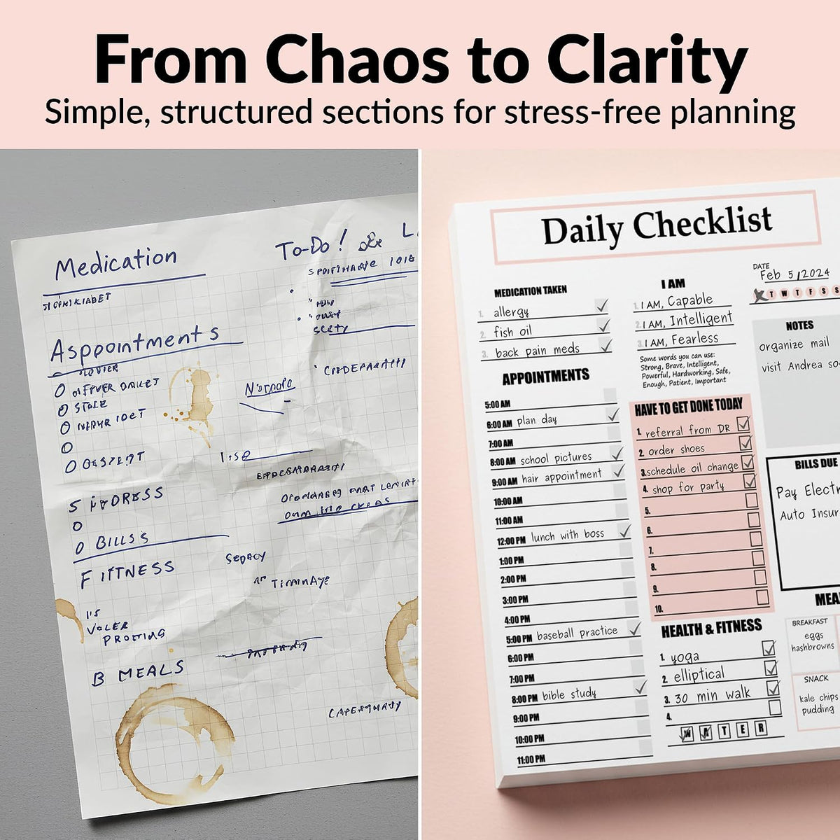 ADHD Planner for Adults & Women - 2026 Productivity Planner & Daily To Do List & Task Notepad, Neurodivergent Tools for Adults, Undated Full Focus Organization Pad with 50 Tear-Off Sheets, 8.5 x 11 Inch