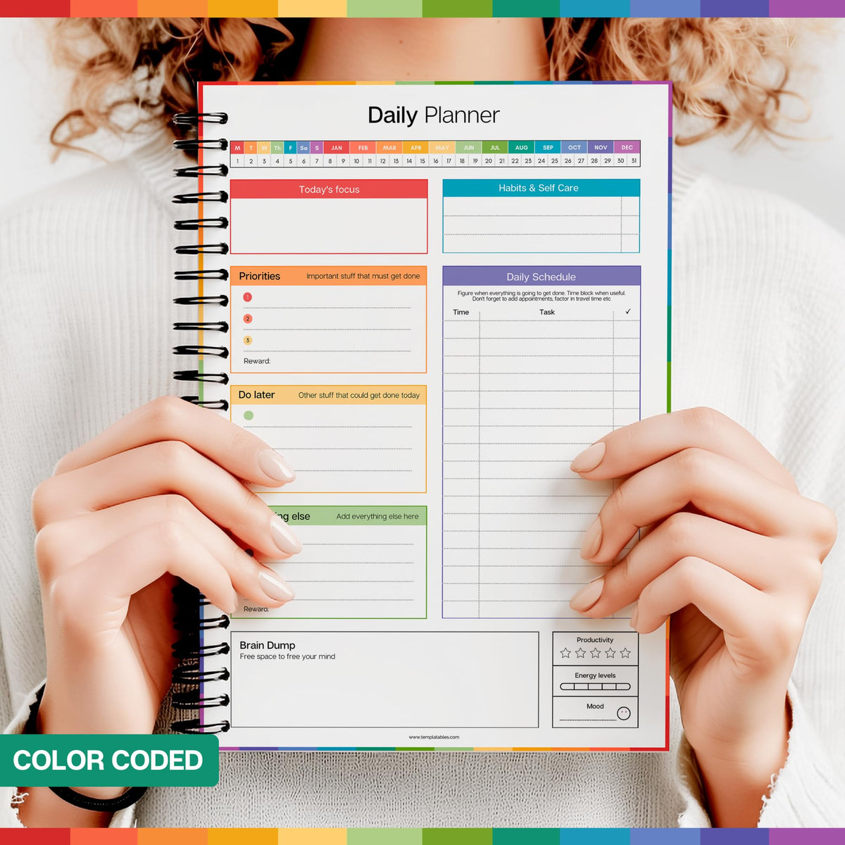 ADHD Daily Planner for Neurodivergent Adults - Productivity Daily Planner & Task Management to Stay Organized and Focused (Rainbow)