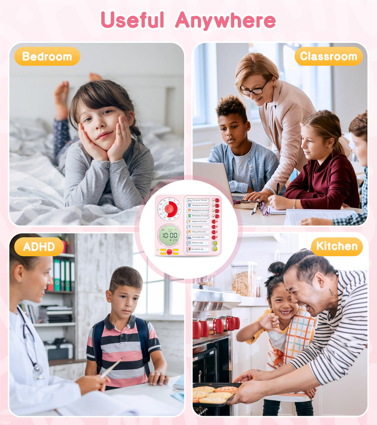 Herloreen Visual Timer for ADHD, Chore Chart & Task Planner for Kids,Adults