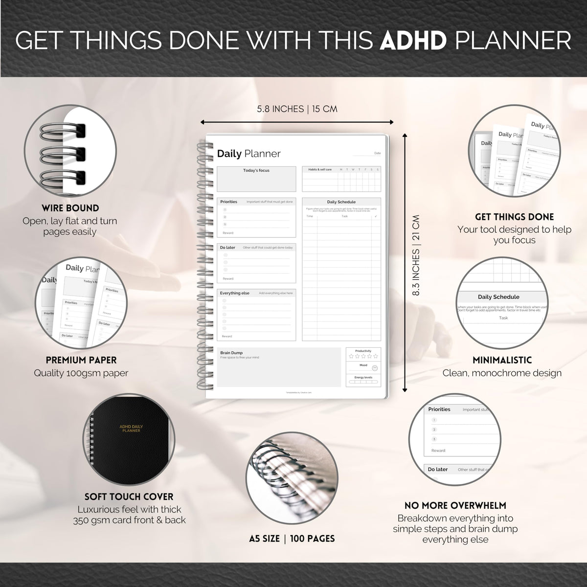 ADHD Daily Planner for Neurodivergent Adults - Productivity Daily Planner & Task Management to Stay Organized and Focused (Rainbow)