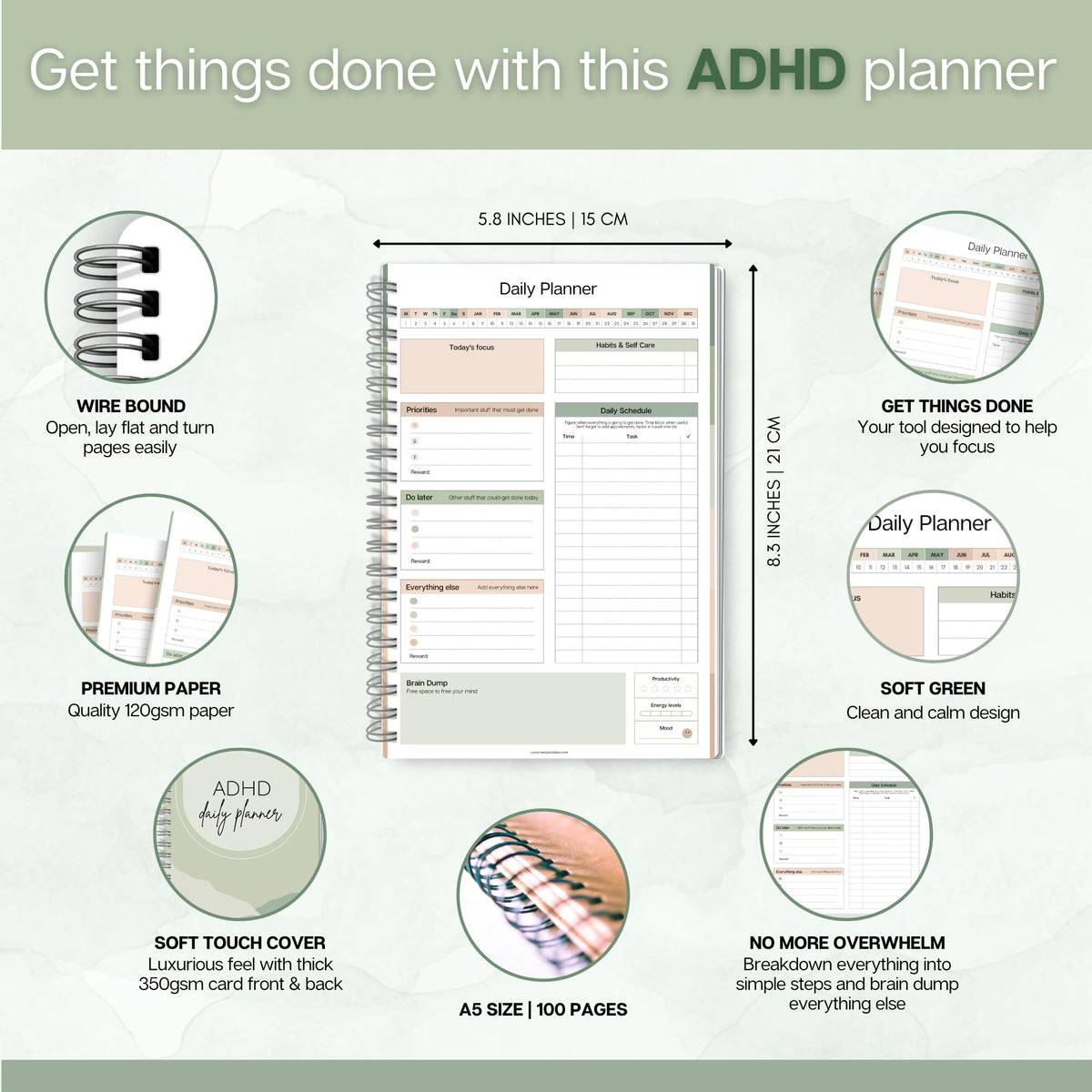 ADHD Daily Planner for Neurodivergent Adults - Productivity Daily Planner & Task Management to Stay Organized and Focused (Rainbow)