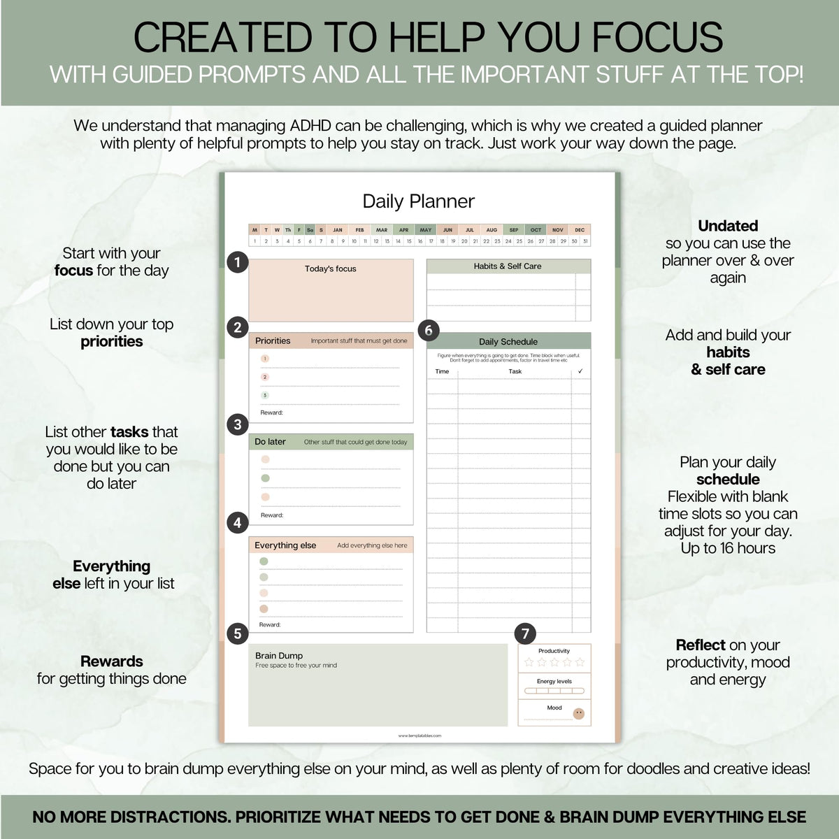 ADHD Daily Planner for Neurodivergent Adults - Productivity Daily Planner & Task Management to Stay Organized and Focused (Rainbow)