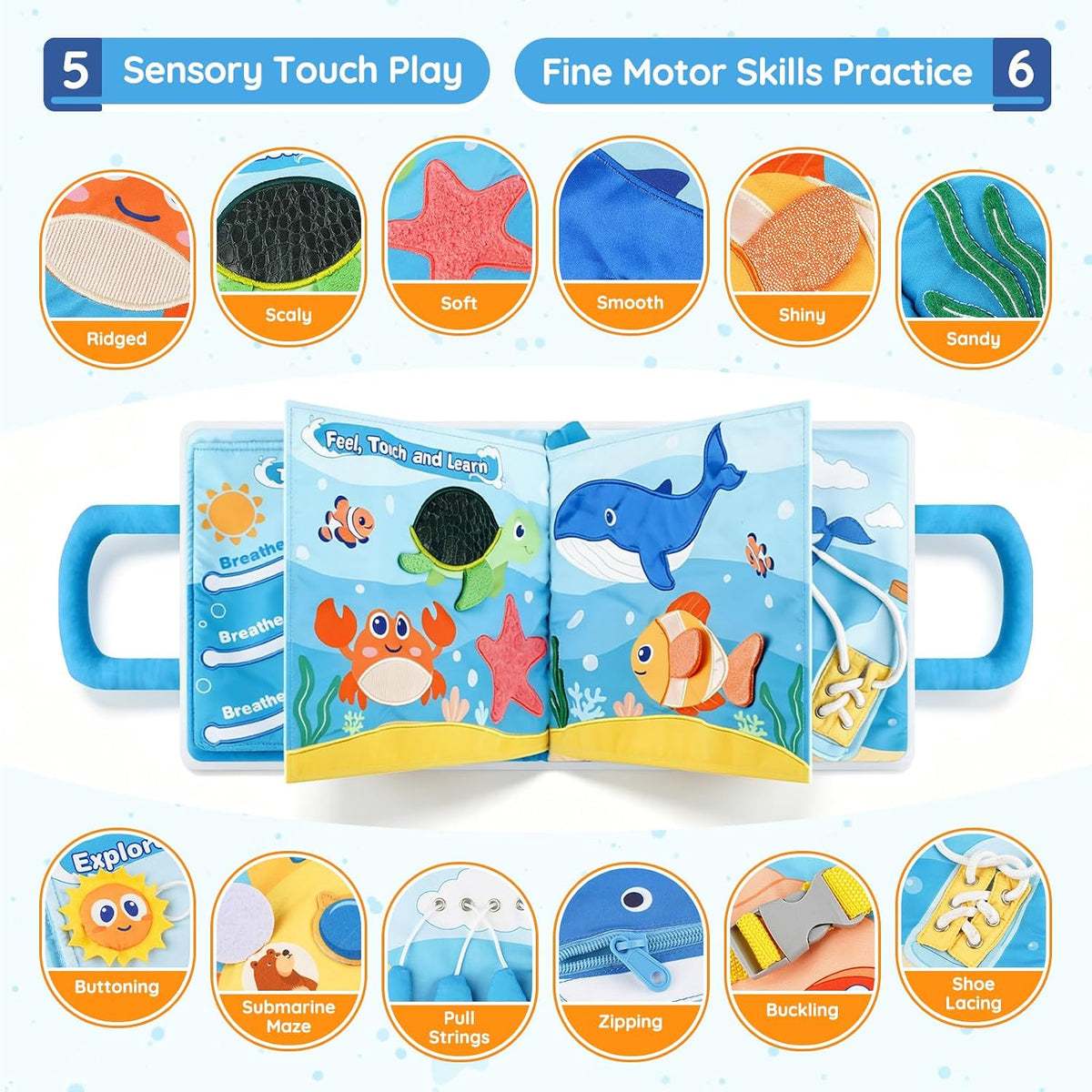 Weighted Calming Book for Kids, Sensory Toys for Calm Down, Stress, Anxiety