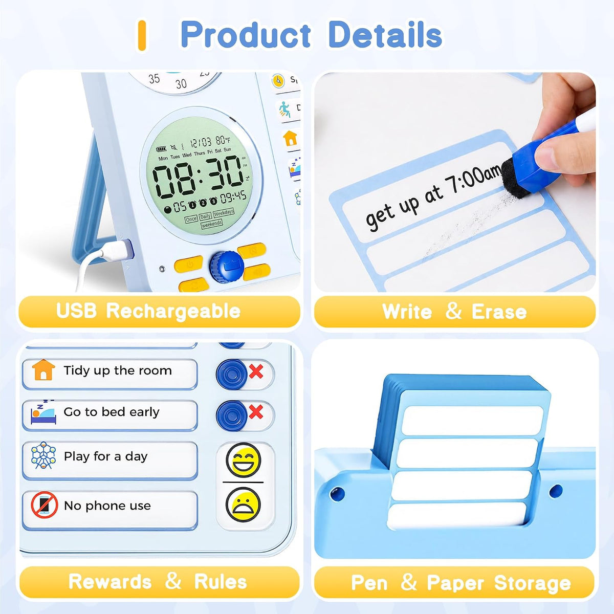 Herloreen Visual Timer for ADHD, Chore Chart & Task Planner for Kids,Adults