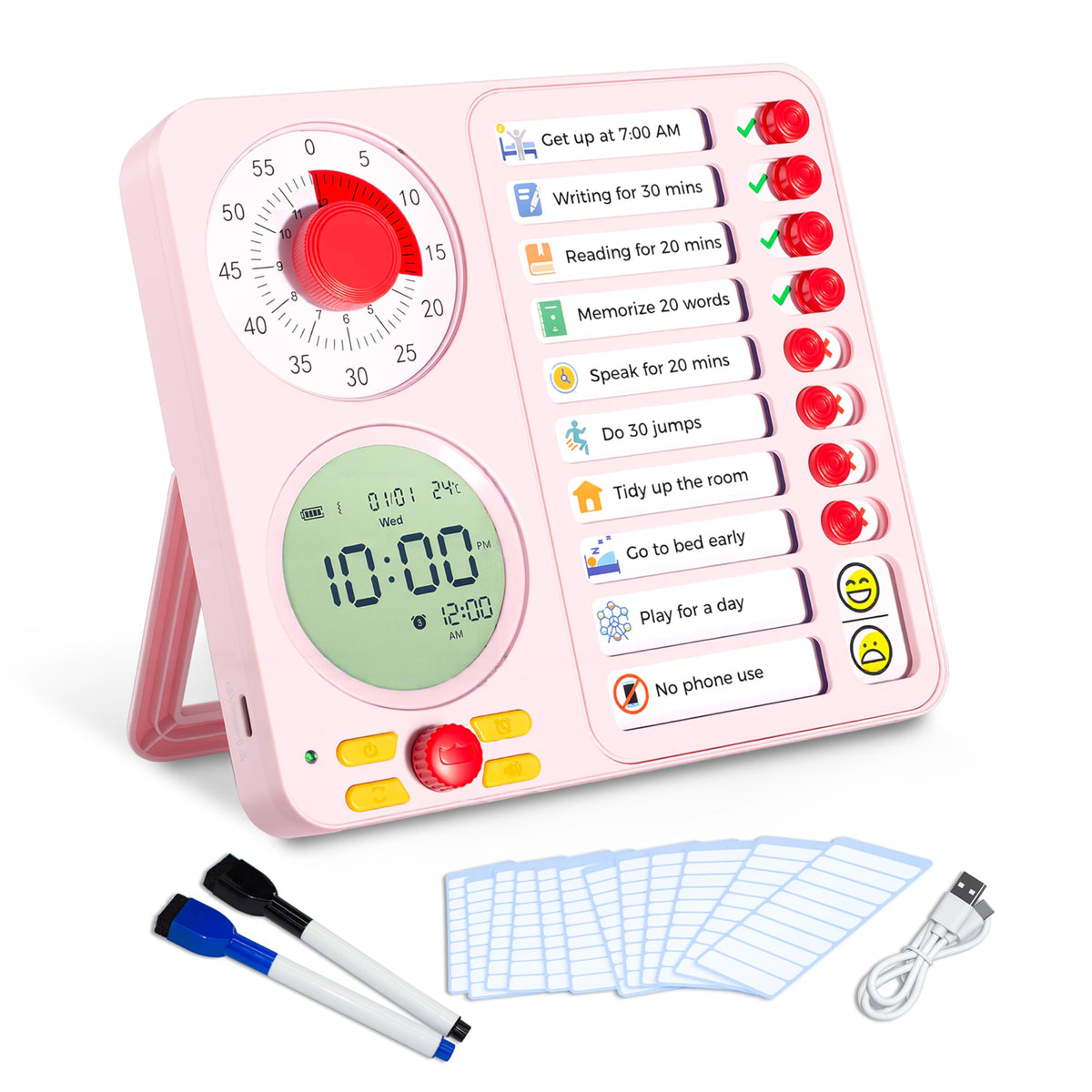 Herloreen Visual Timer for ADHD, Chore Chart & Task Planner for Kids,Adults