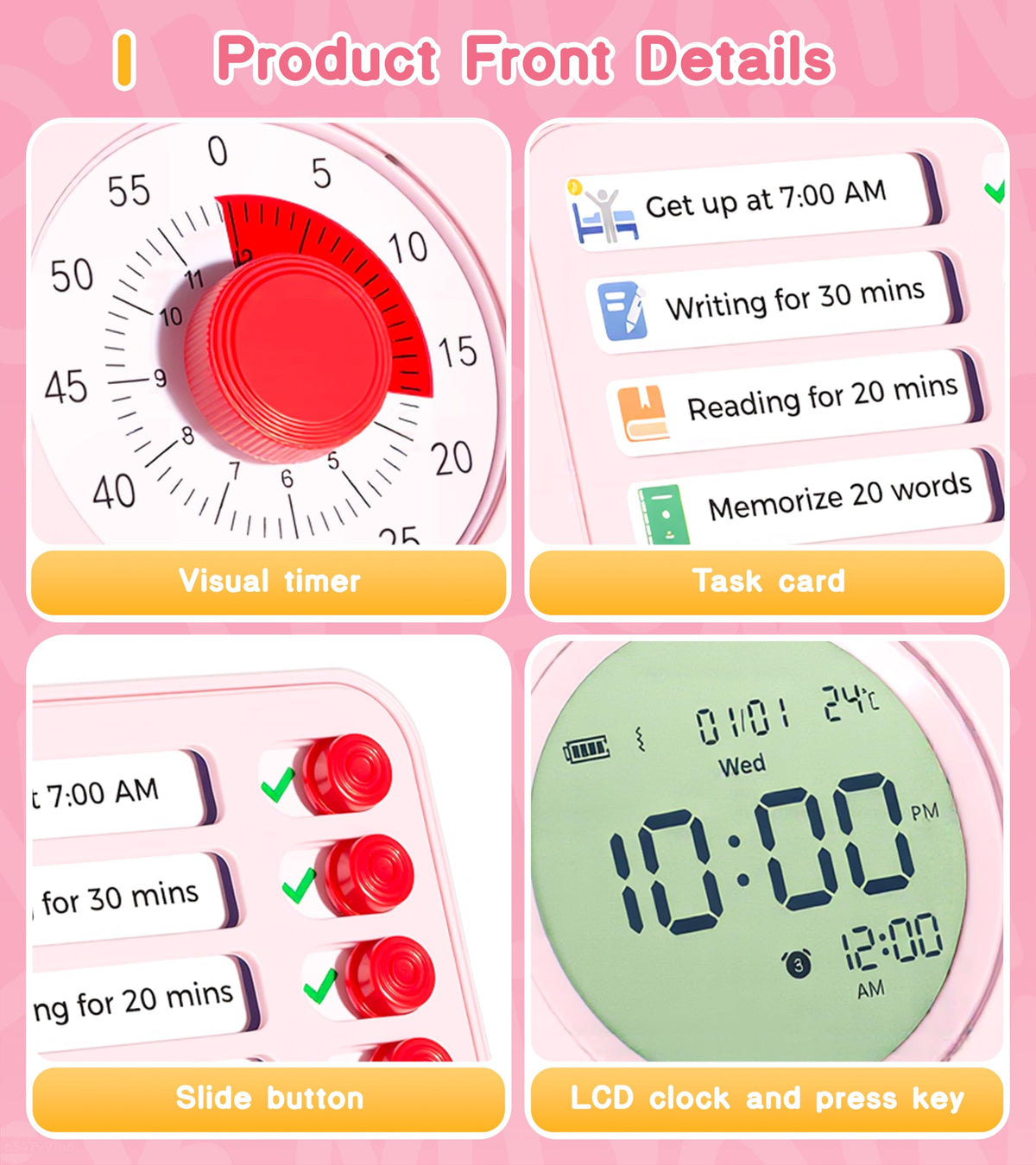 Herloreen Visual Timer for ADHD, Chore Chart & Task Planner for Kids,Adults